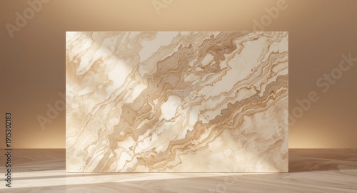 Natural beige marble slab w...
