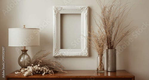 Decorative white glass fram...
