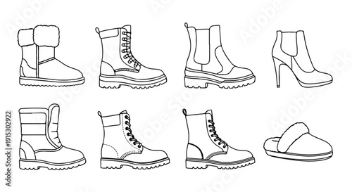 Photos A diverse collection of footwear styles ranging from boots to sandals