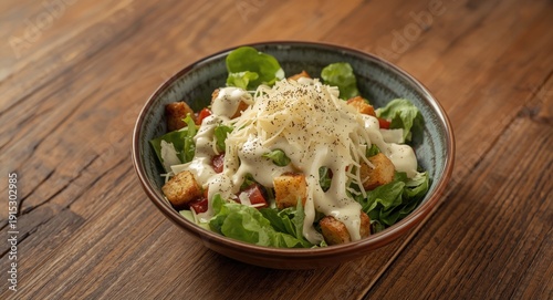 Fresh caesar salad in large...