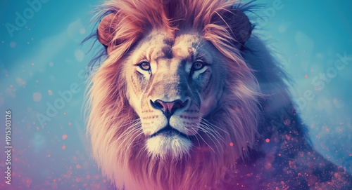 geometric polygon lion with...