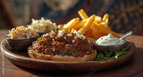 Savory minced meat steak st...