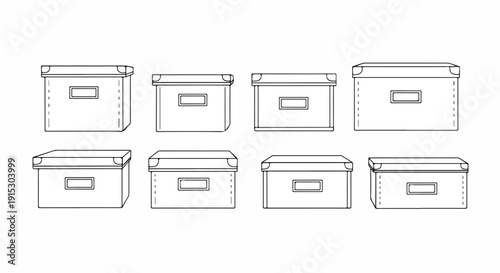 Assorted storage containers with lids for organization and decluttering Vector