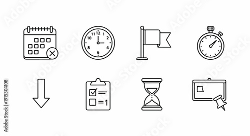 Icons representing time management and planning activities Vector