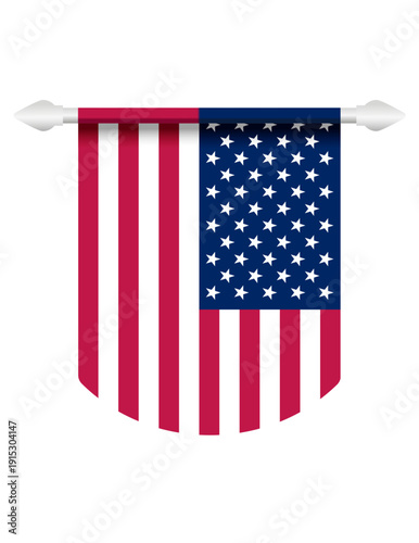 Flag of the United States. American pennant. Isolated. Template for Independence Day, 4th of July, Veterans Day