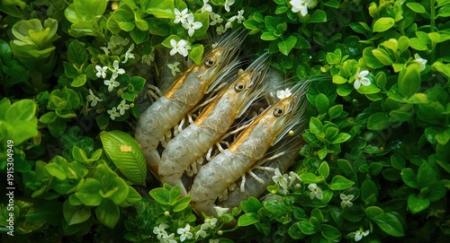 Healthy shrimp farmed amids...