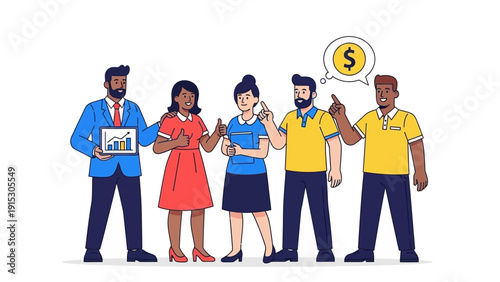 Diverse business team celebrating financial success with positive gestures.