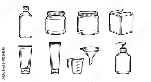 Assorted containers and dispensers for various personal care products Vector