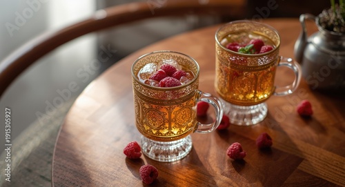 Herbal iced tea with raspbe...
