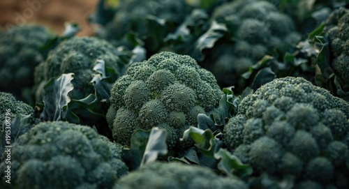 fresh broccoli heads from o...