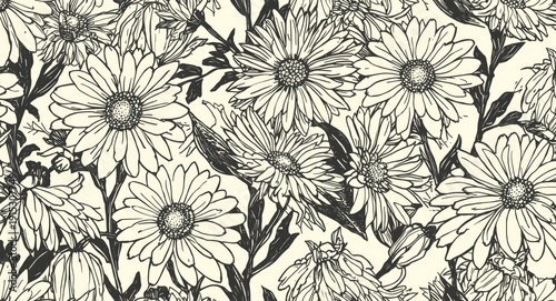 Stylized floral spring patt...