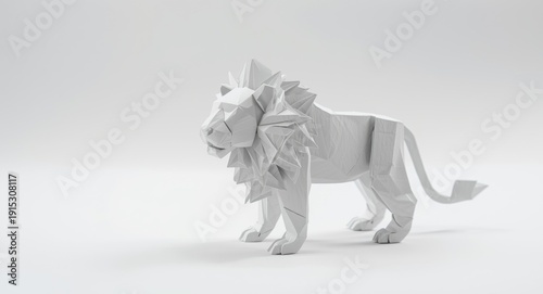 Origami lion paper sculptur...