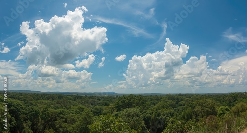 Wide sky panorama with cott...