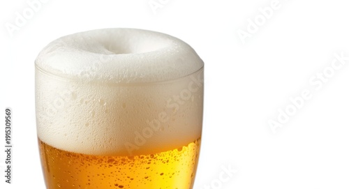 Close angle shot of beer gl...