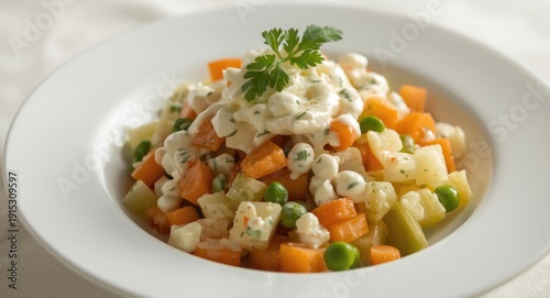 Traditional salad Olivier w...