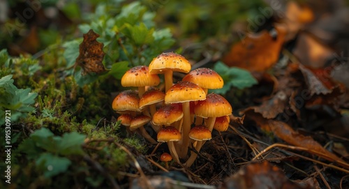 Warmly lit orange mushroom ...