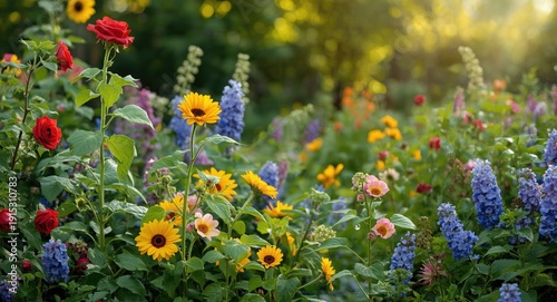 Vibrant green garden backdr...