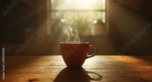 Brown coffee cup with risin...