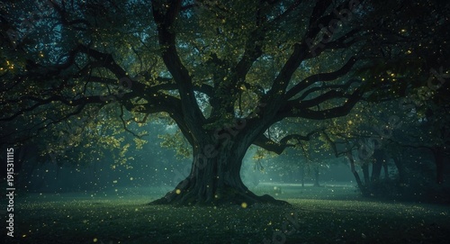 Fairy tale forest scene glo...