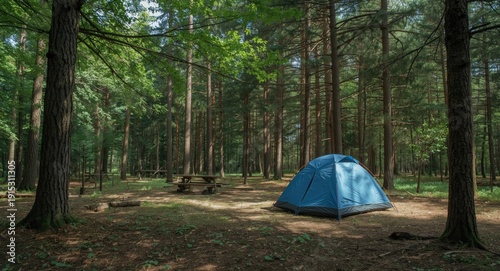 Single camping tent situate...
