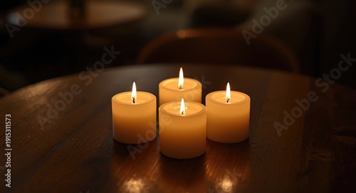 Cozy wooden table lit by th...