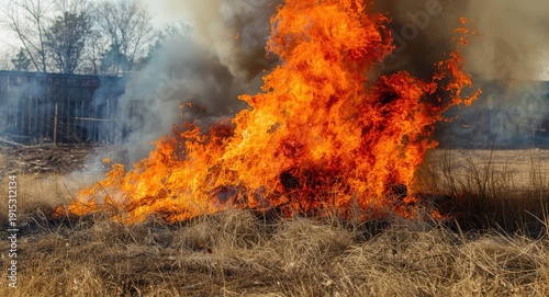 Blazing outdoor inferno wit...