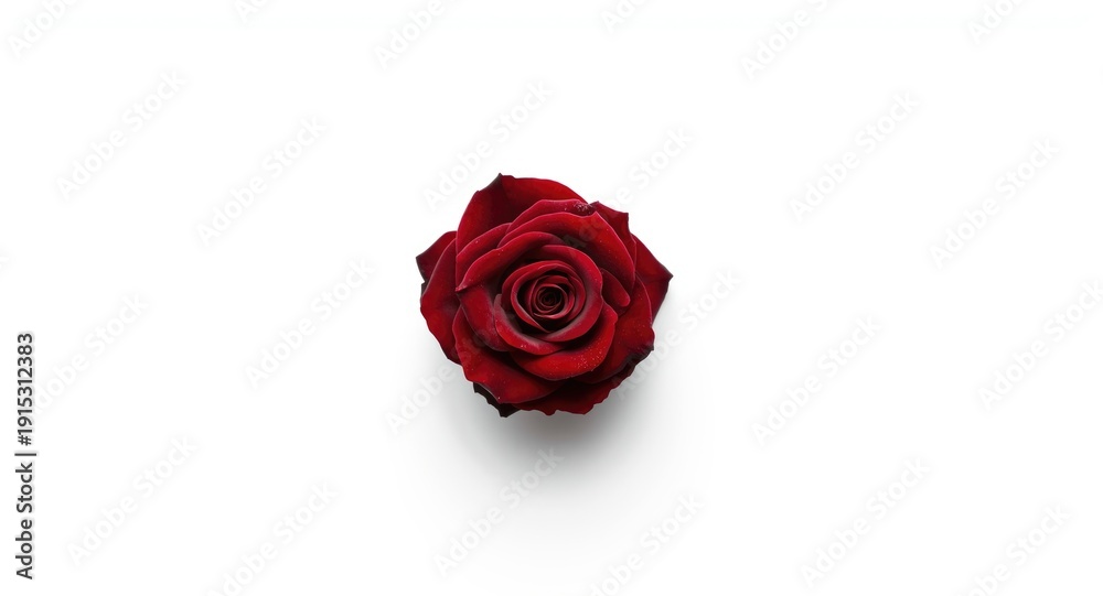 Fototapeta premium A bold maroon rose standing out on an immaculate white backdrop