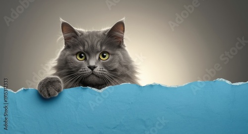 Charming grey cat engaging ...