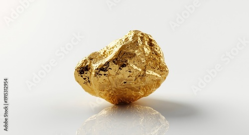 Shiny gold nugget isolated ...