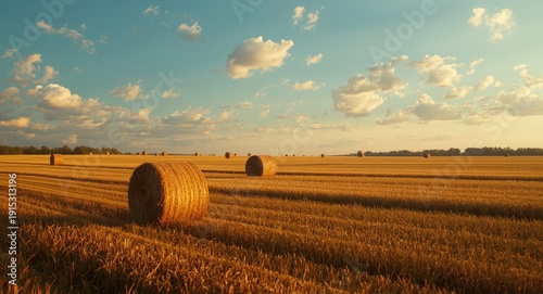 Rural farmland bathed in su...