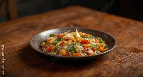 White rice and vibrant vege...