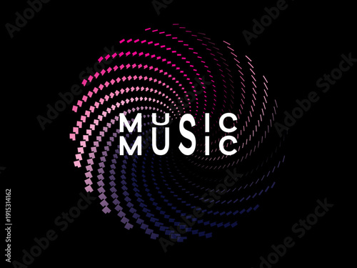 Music poster design background. Electro Sound Cover Template with dynamic abstract gradient circular geometric line shapes for t-shirt screen printing, technology, digital, party, festival and club.	
