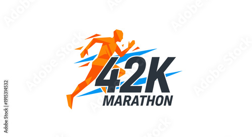 Dynamic 42K Marathon Runner Logo Design with Speed Motion