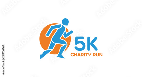 Charity Run Logo Illustration for 5K Event