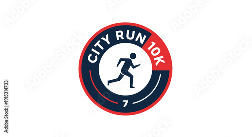City Run 10K Logo Design with Running Figure and Text