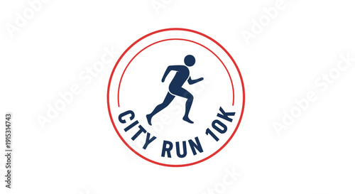 City Run 10K Logo Icon - Athletic Running Badge
