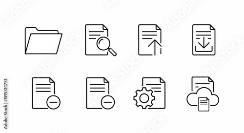 Various icons representing different file types and actions Vector