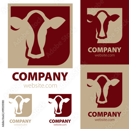 Cattle Silhouette Icon – Cow Head Symbol for Beef Production and Meat Industry Branding