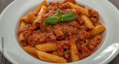 Hearty penne rigate meal wi...