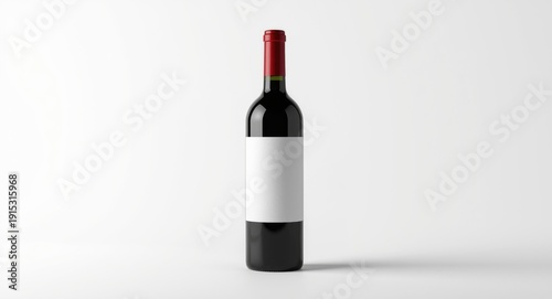 Red wine bottle with blank ...