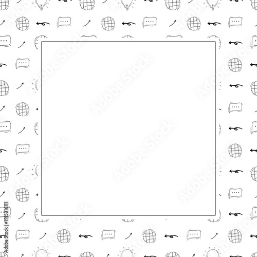Doodle business plan square frame, startup growth idea element background