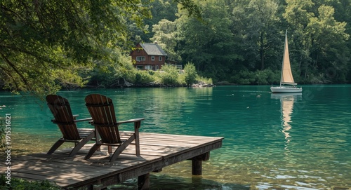Tranquil lakeside summer po...