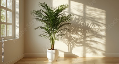 White pot palm tree indoors...