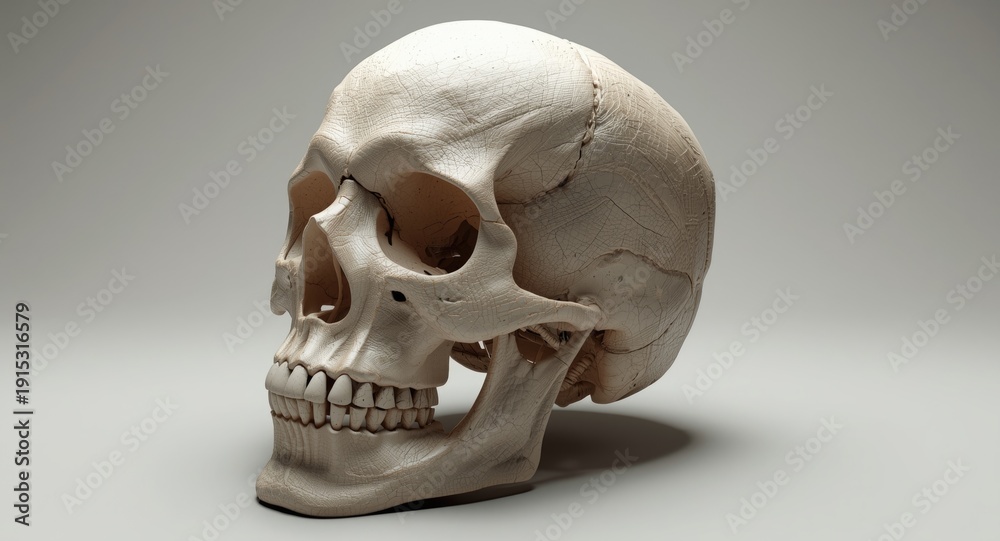 Obraz premium textured human skull digital model with enhanced depth perception