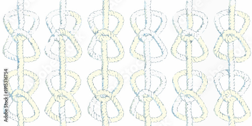 A repeating pattern of light blue rope knots against a white background