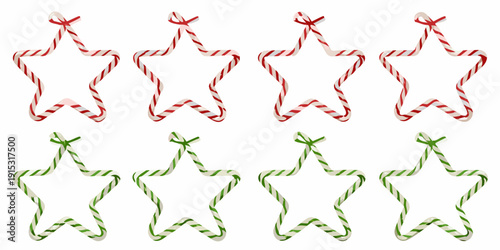 Candy stars in red and green colors arranged in a grid pattern