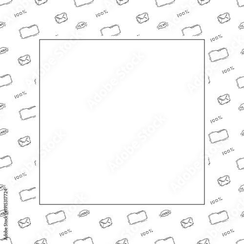 Doodle business plan square frame, startup growth idea element background