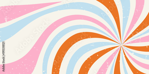 Colorful swirling stripes create a retro psychedelic abstract background