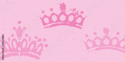 Pink background with repeating crown motifs a regal and playful design