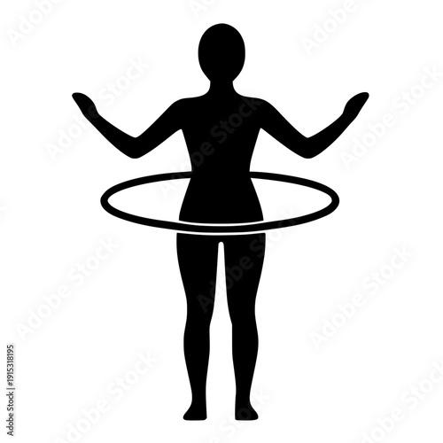 Person hula hooping silhouette on white background